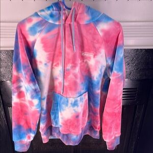 Soft Fleece Tie-Dye Hoodie in Pink and Blue Spark Paws Size Medium New with Tags
